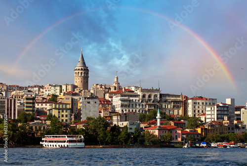 Canvas Print Istanbul at sunset - Galata district, Turkey