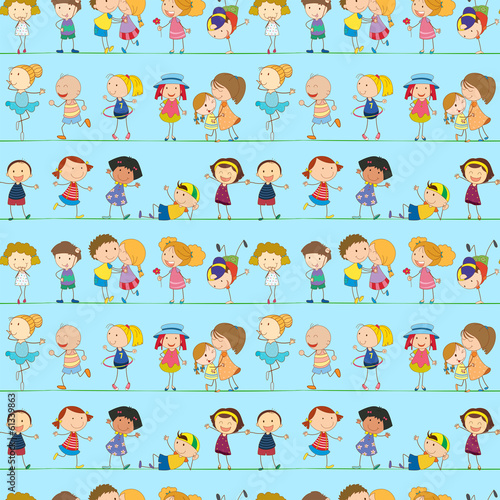 Wallpaper Mural A seamless design with playful kids Torontodigital.ca