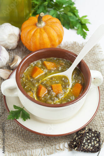 Lentil soup with pumpkin