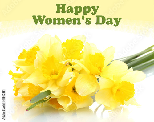 Fototapeta Naklejka Na Ścianę i Meble -  Beautiful yellow daffodils isolated on white