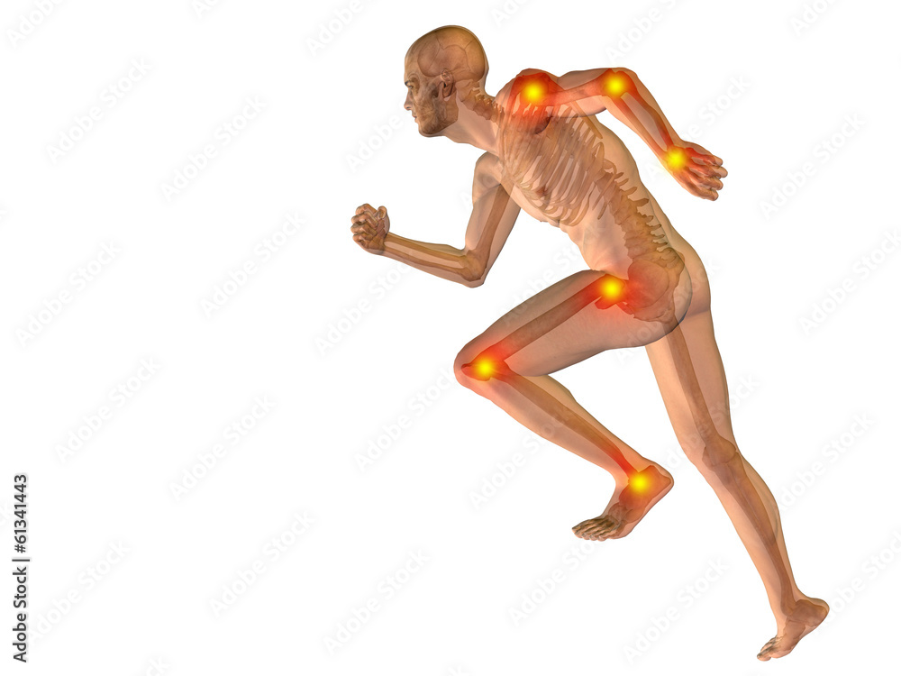 3D human man anatomy with articular pain 3D human man anatomy with articular pain