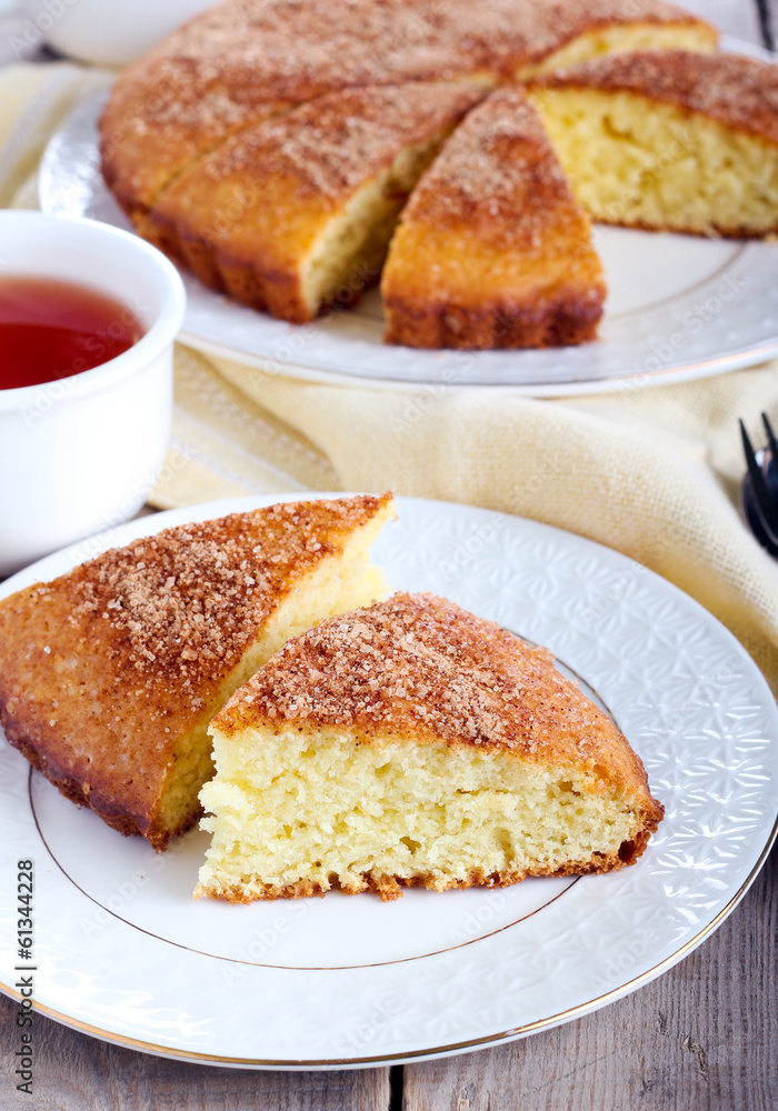 Slice of cinnamon tea cake Slice of cinnamon tea cake