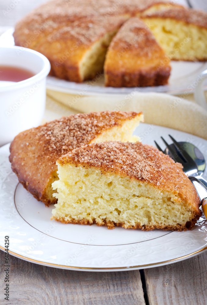 Slice of cinnamon tea cake Slice of cinnamon tea cake