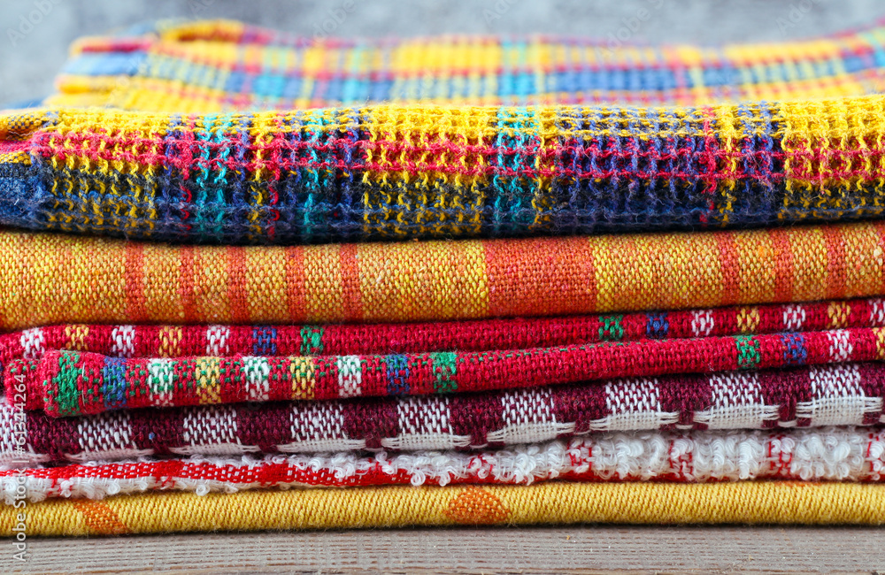 Stack of colorful textiles Stack of colorful textiles