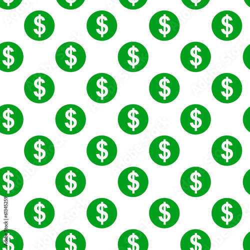 Dollar sign seamless pattern on white background