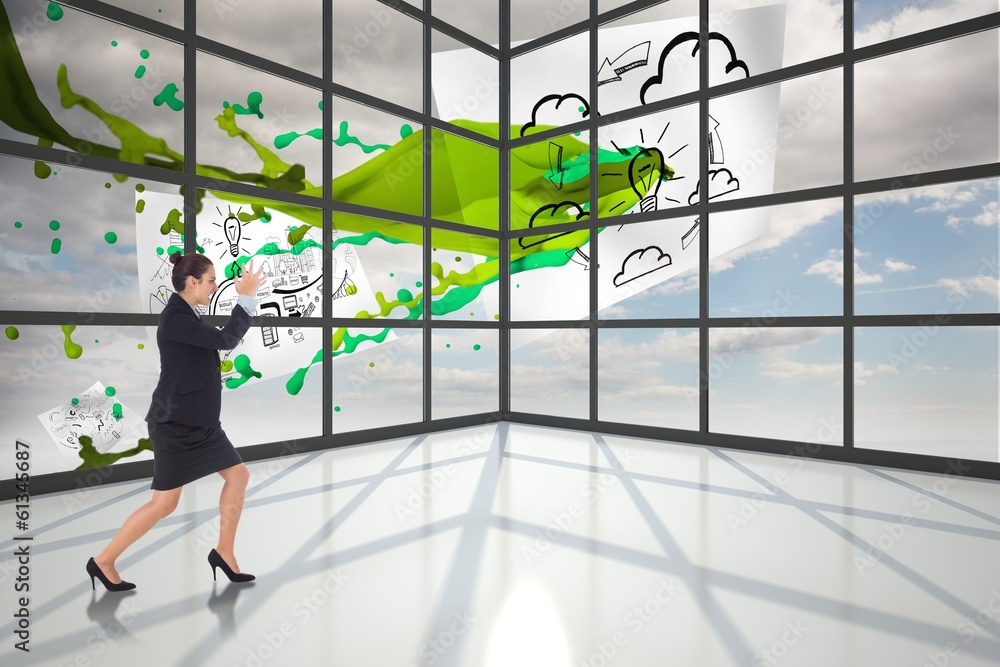 Composite image of angry businesswoman gesturing Composite image of angry businesswoman gesturing
