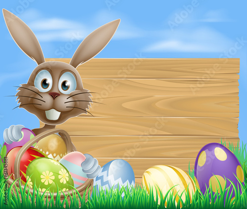 Easter eggs basket rabbit