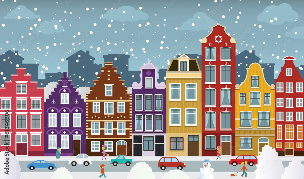 Dutch town in winter