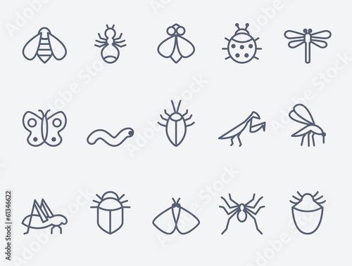 Fotobehang insect icon set