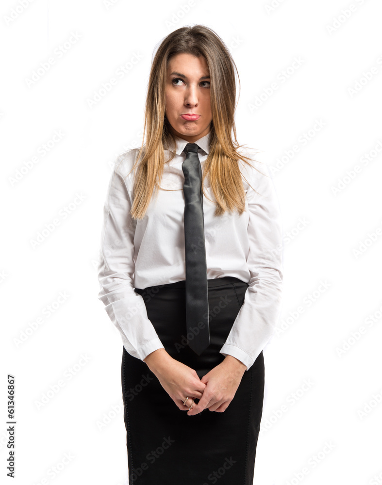 Sad young girl isolated over white background Sad young girl isolated over white background