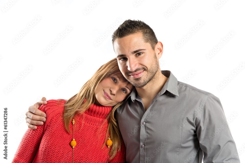 Happy couple over isolated white background Happy couple over isolated white background