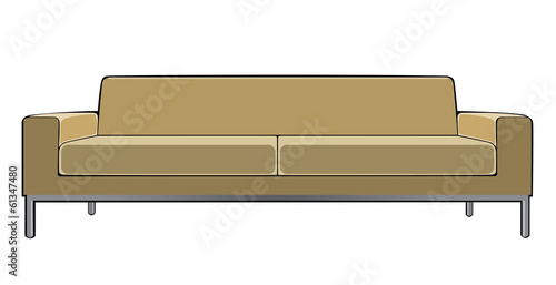 vector cartoon beige couch isolated on white background