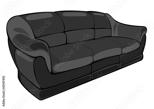 vector cartoon black couch isolated on white background