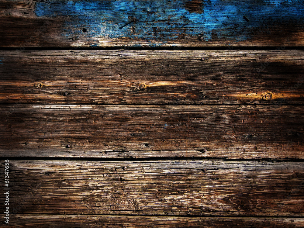 Old Wood Background - blue poured paint vignette and HDR Old Wood Background - blue poured paint vignette and HDR