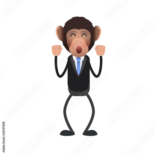 Happy business monkey over isolated background.