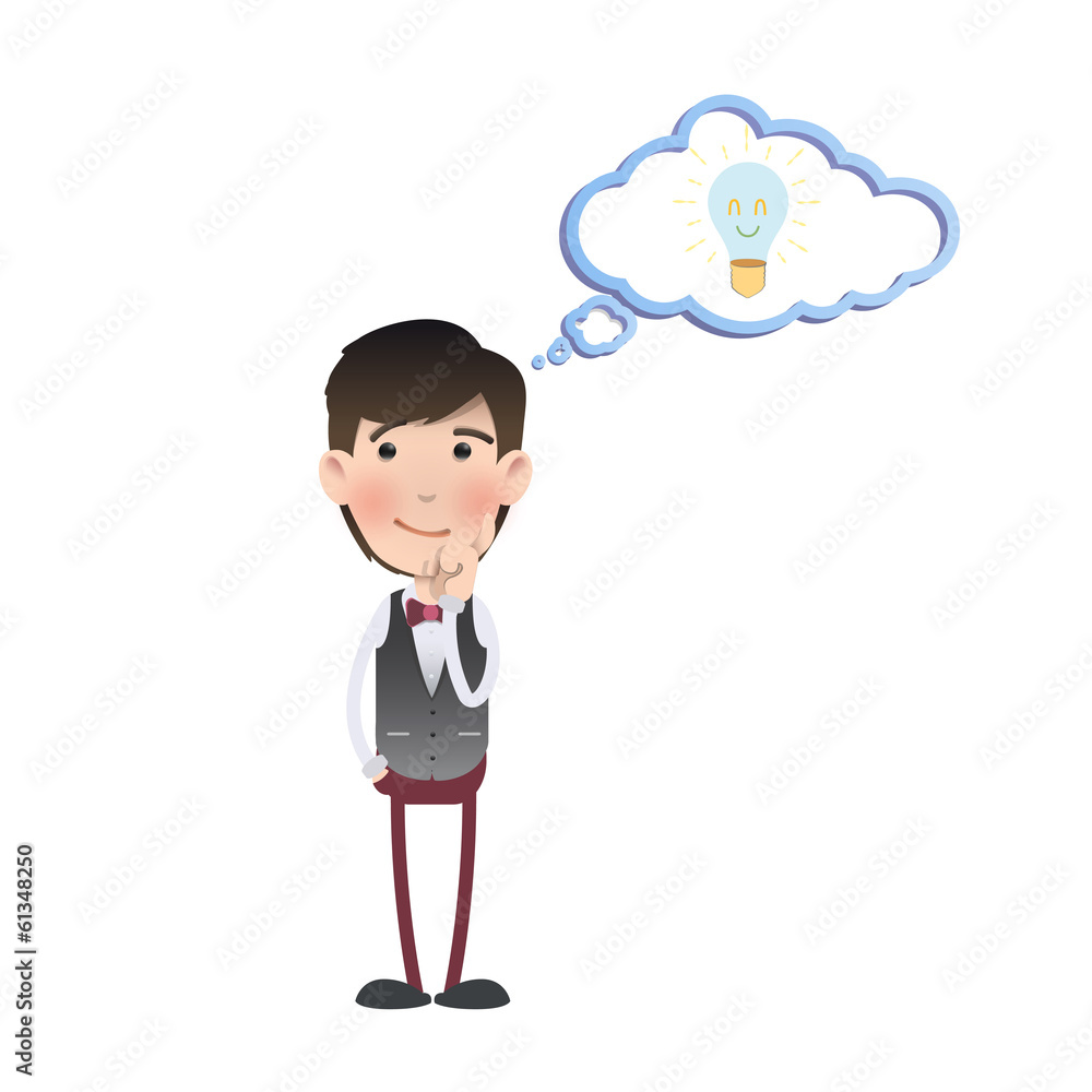 Businessman thinking an idea over white background Businessman thinking an idea over white background