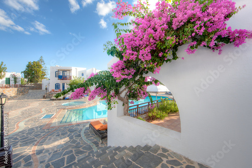 Bild auf Leinwand Bougainvillea flowering on a Greek villa