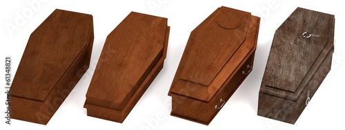 realistic 3d render of coffins