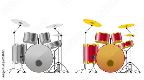 Drum sets.