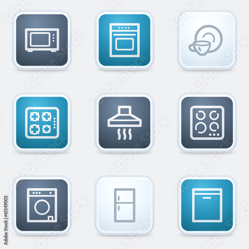 Home appliances web icon set, square buttons