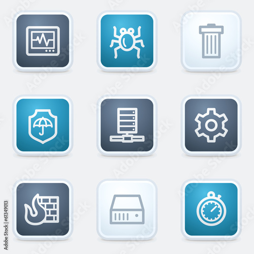 Internet security web icon set, square buttons