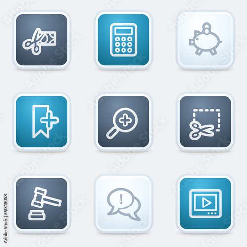 Shopping web icon set 3, square buttons