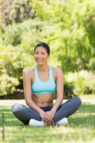 Healthy and beautiful woman smiling in park