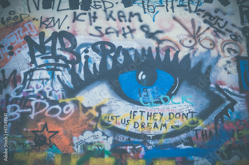 Partie du mur John Lennon à Prague