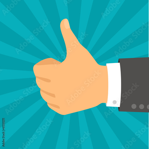 Hand with thumb in flat design style.
