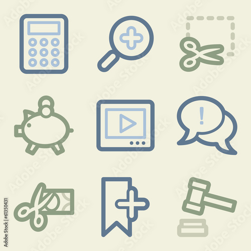 Shopping web icons, money color set