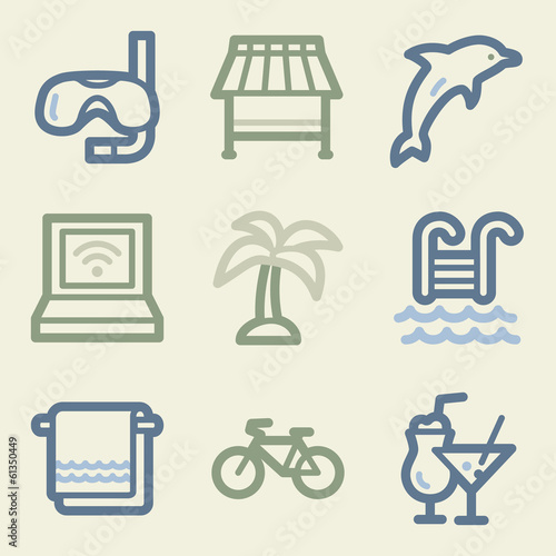 Vacation web icons, money color set