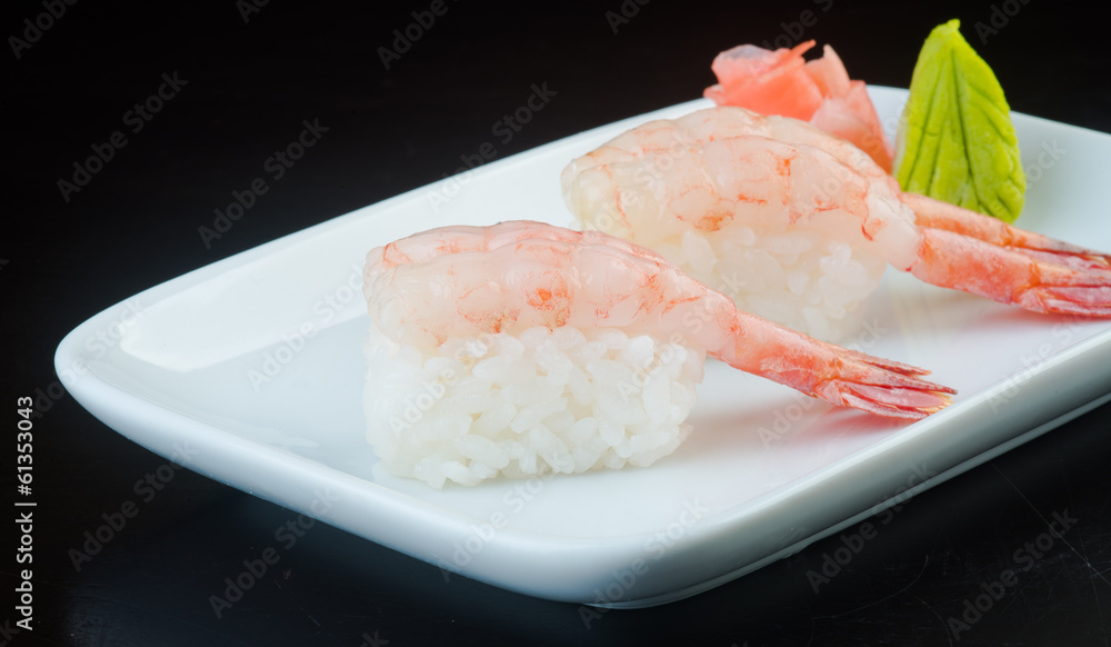 japanese cuisine. sushi shrimp on the background japanese cuisine. sushi shrimp on the background