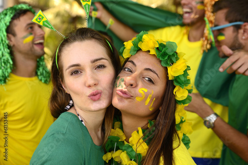 Brazilian girls soccer fans commemorating victory.