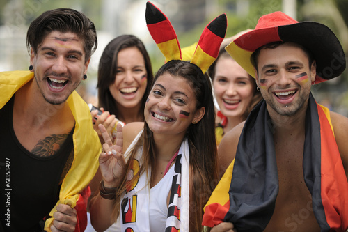 German sport soccer fans celebrating victory.