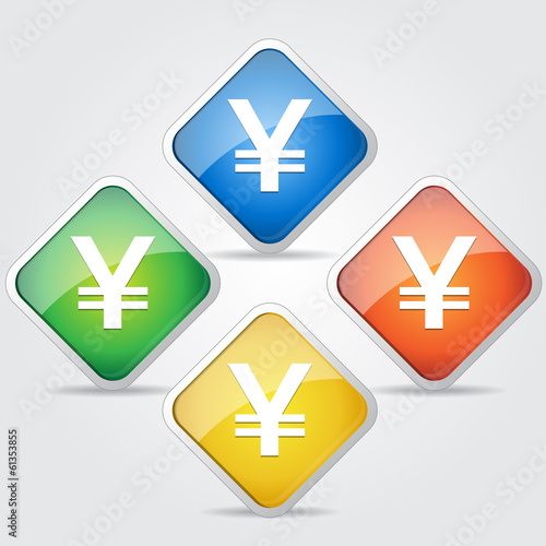 Yen Sign Vector Icon Button