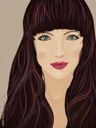 Face of a beautiful brunette woman looking confidently