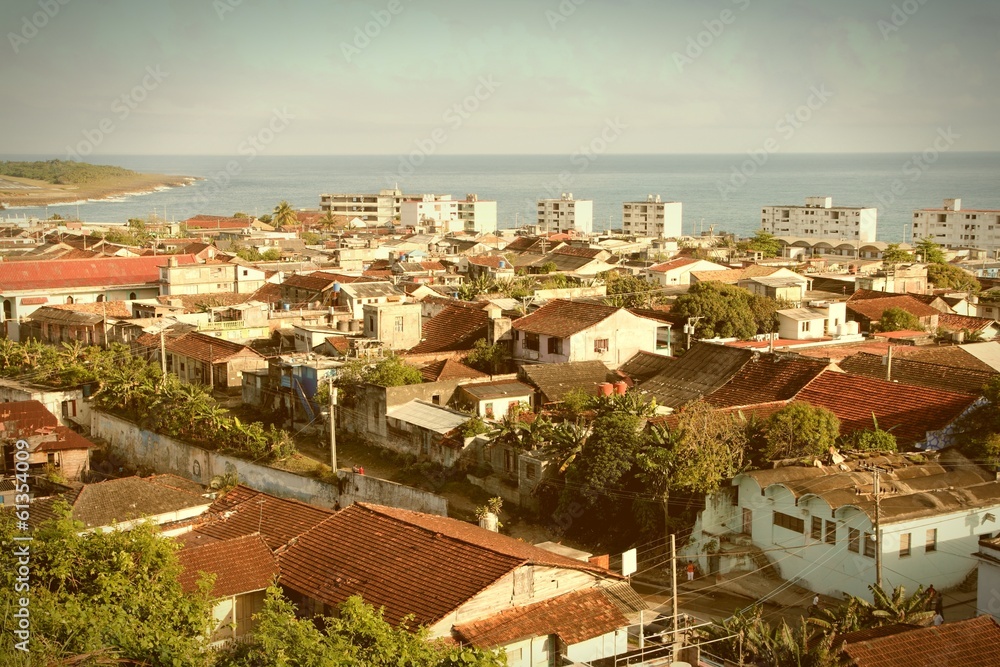 Baracoa, Cuba. Cross processed color tone - retro style.
