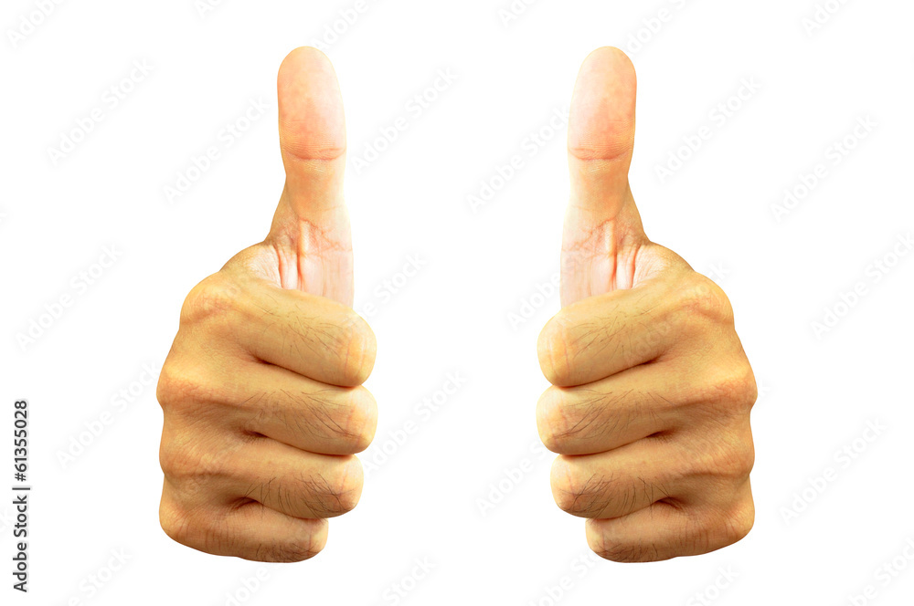 Two hands giving thumbs up - isolated on white Two hands giving thumbs up - isolated on white