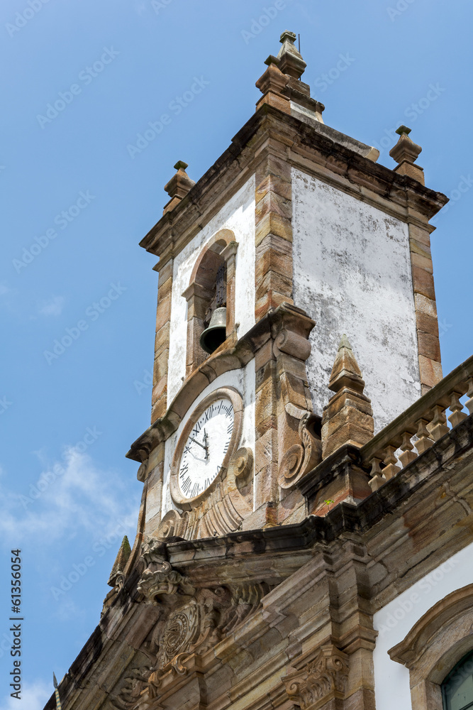 Olad clock tower at Ouro Preto city
