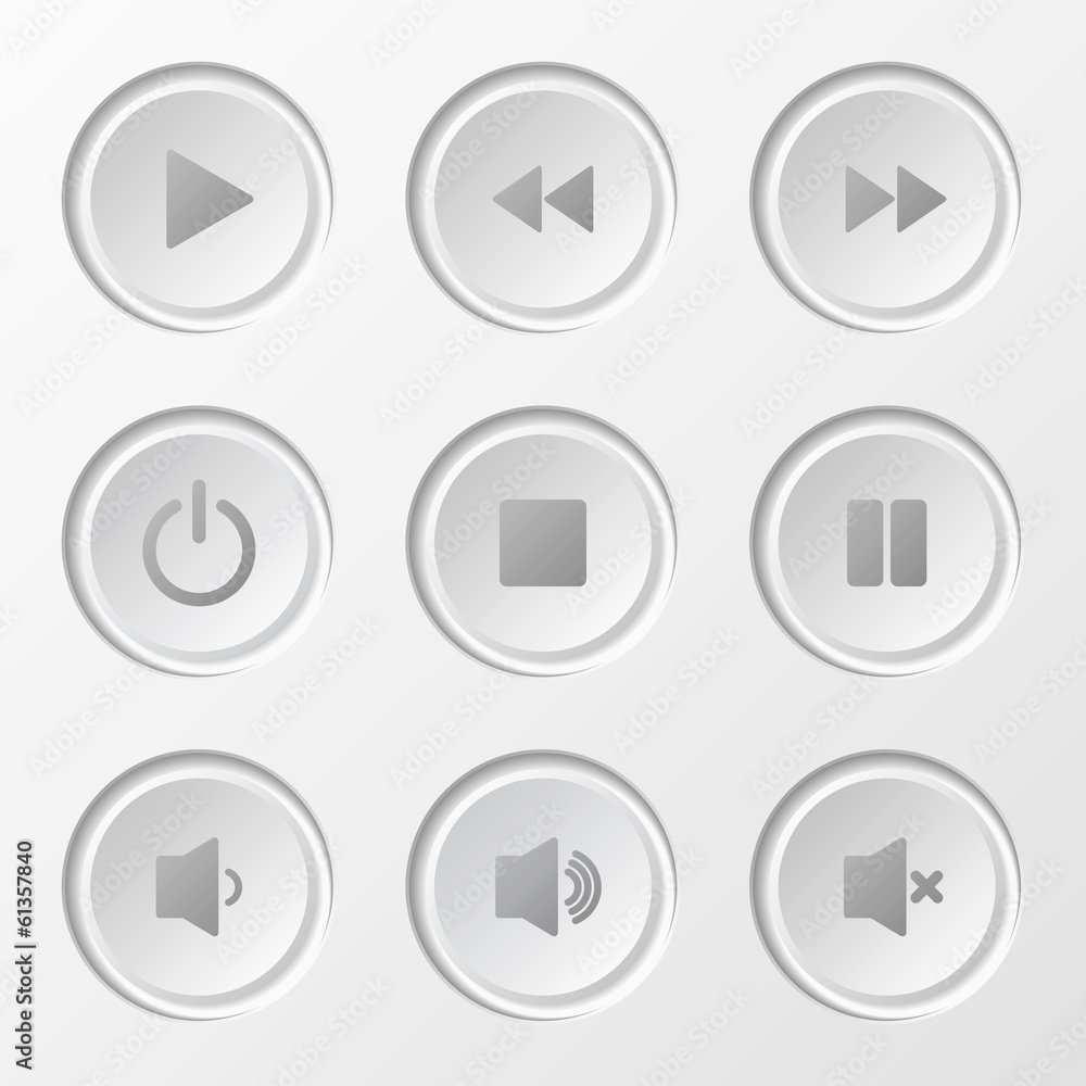 Navigation Button Set White Navigation Button Set White