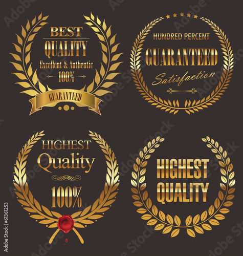 Premium quality golden laurel wreath, set