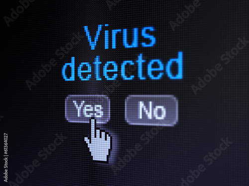 Privacy concept: Virus Detected on digital computer screen