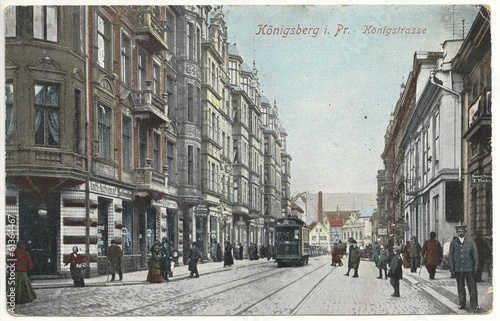 Quadro su tela Königsberg i. Pr., Königstraße 1914 (hist. Postkarte)