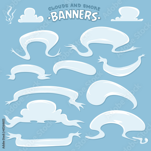 Cartoon Clouds And Smoke Banners