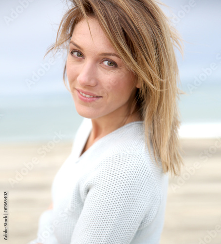 Portrait of beautiful 40-year-old blond woman Stock Photo | Adobe Stock