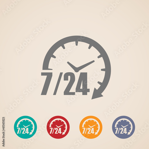 open 24 hours a day and 7 days a week icons