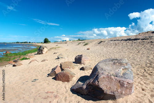 Sandy beach with rocks in Kalajoki