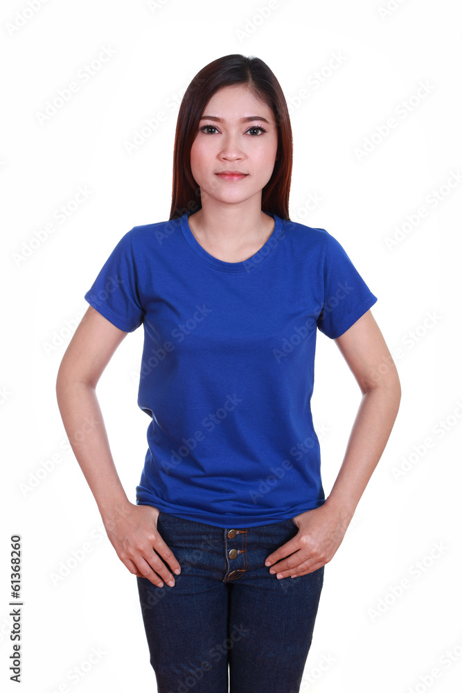 young beautiful female with blank t-shirt young beautiful female with blank t-shirt