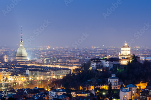 Turin (Torino), night panorama