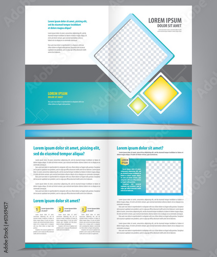 Vector empty brochure template design with blue elements